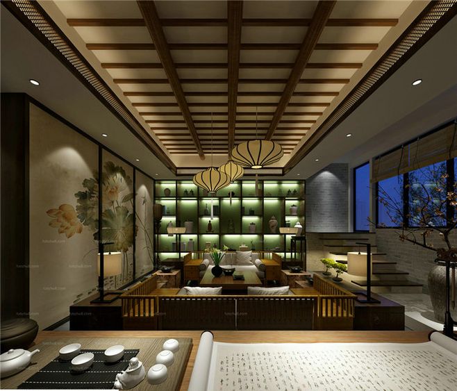 茶樓餐飲空間設計圖片-燦源